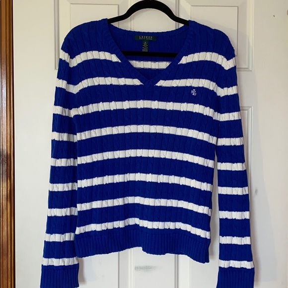 Ralph Lauren Cable Knit Striped Sweater - Picture 1 of 4
